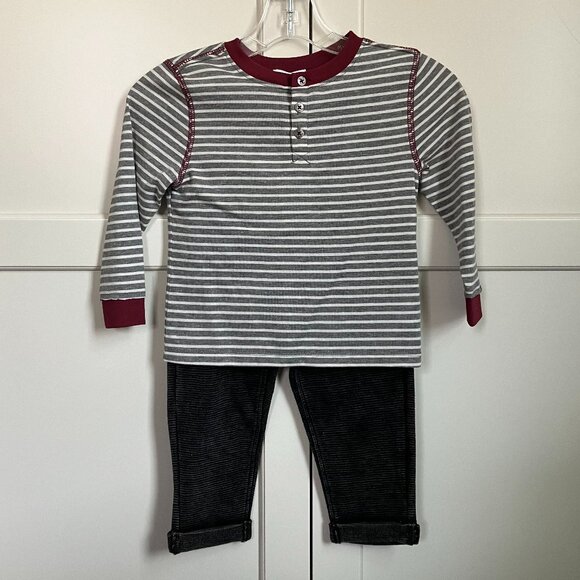 NWT Splendid Toddler Boy Striped Henley + Pants Set, size 2T - Picture 1 of 5